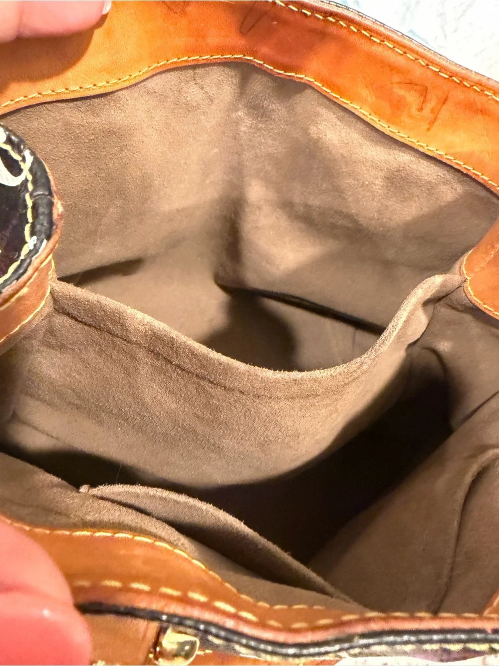 Louis Vuitton Black Multicolor Monogram Satchel with Tan Leather Trim